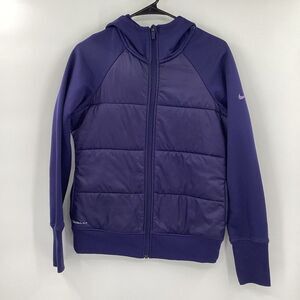 Ladies Nike Puffer Therma‎ Fit Full Zip Hooded Jacket Sweatshirt- Purple- Medium